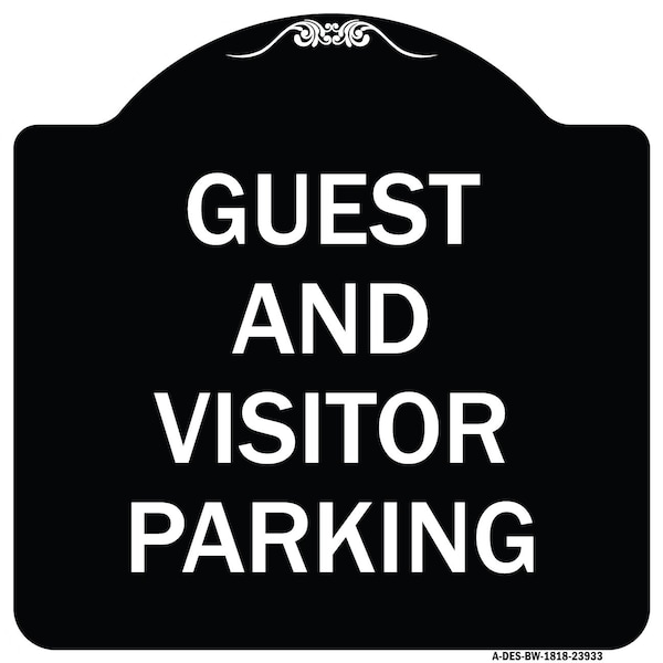 Signmission Guest and Visitor Parking Heavy-Gauge Aluminum Architectural Sign, 18" x 18", BW-1818-23933 A-DES-BW-1818-23933 - main